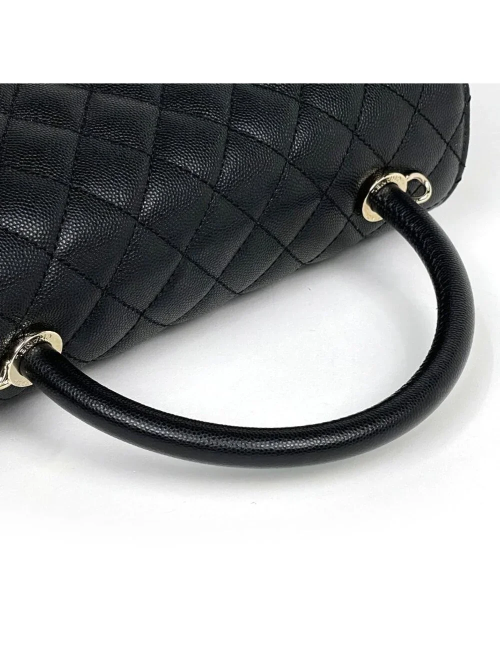 Chanel Large Top Handle Flap Bag Handbag CC Logo Quilted 2-Way Caviar Leather